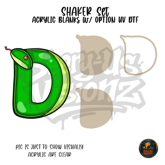 Letter D Green Snake shaker set acrylic blanks