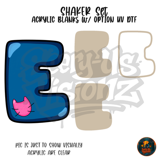 Letter E Blue Cat Patch shaker set acrylic blanks