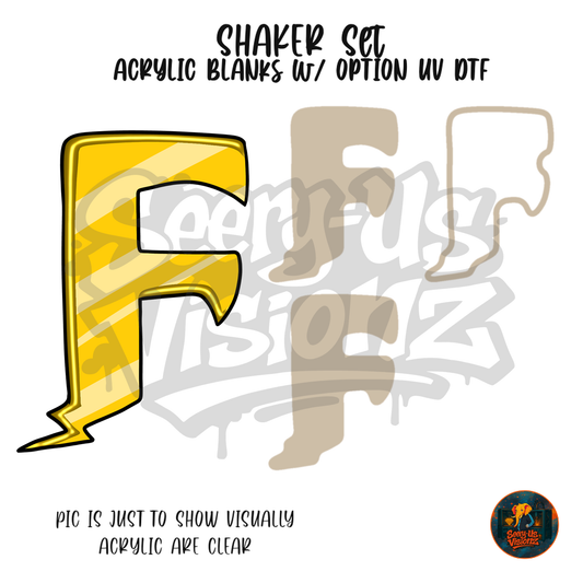 Letter F Lightning Bolt shaker set acrylic blanks