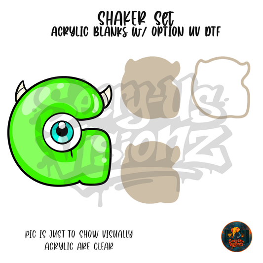 Letter G One Eye Monster shaker set acrylic blanks