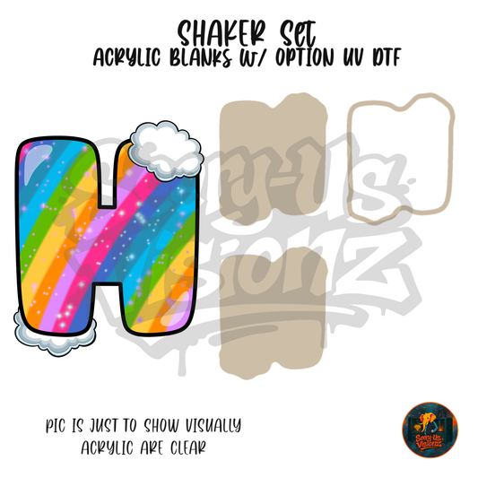 Letter H Rainbow Clouds shaker set acrylic blanks