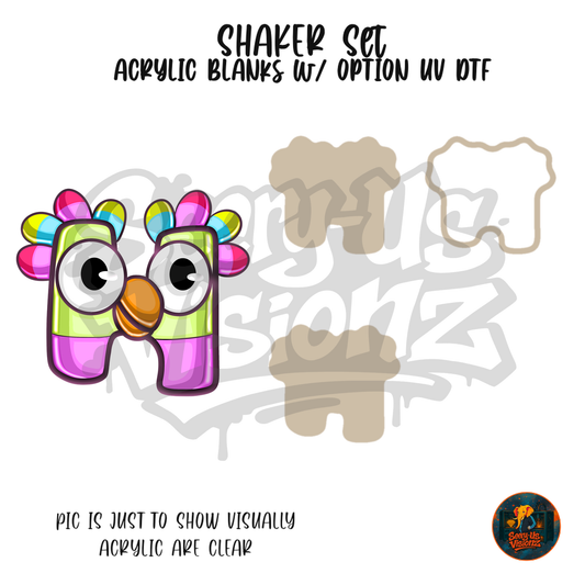 Letter H Rainbow Bird shaker set acrylic blanks