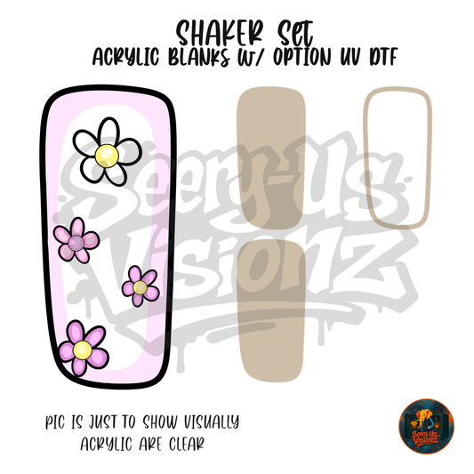 Letter I Daisy Flowers shaker set acrylic blanks
