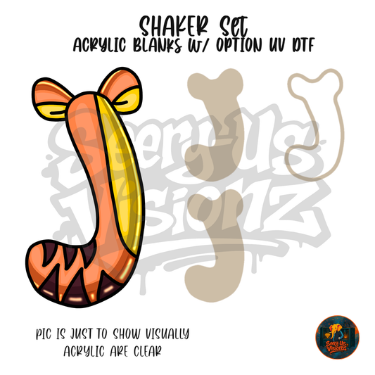 Letter J Tiger shaker set acrylic blanks