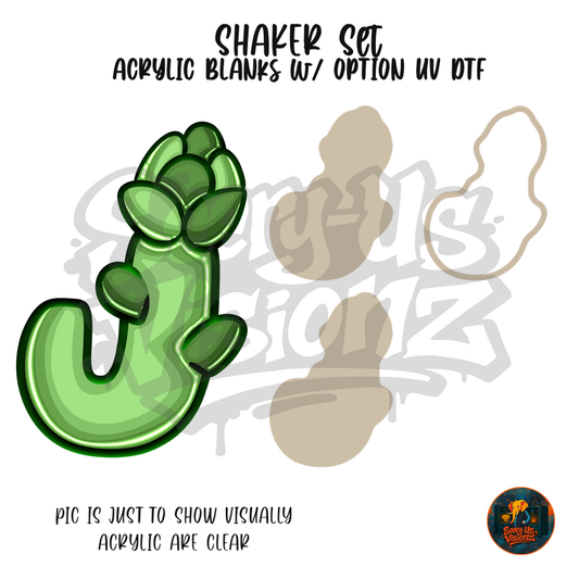Letter J Green Artichoke shaker set acrylic blanks