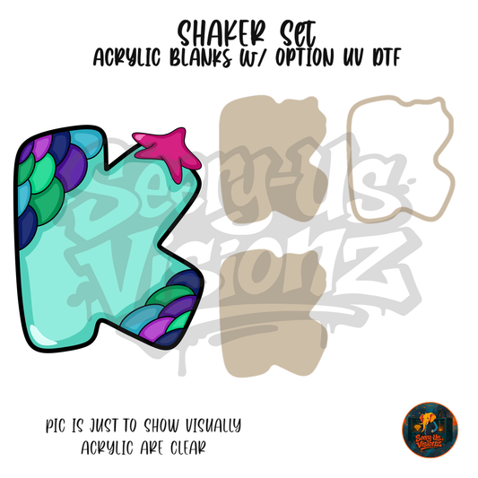 Letter K Mermaid Scales shaker set acrylic blanks