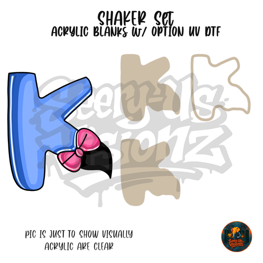 Letter K Gloomy Donkey shaker set acrylic blanks