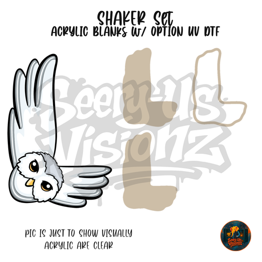 Letter L Snowy Owl shaker set acrylic blanks