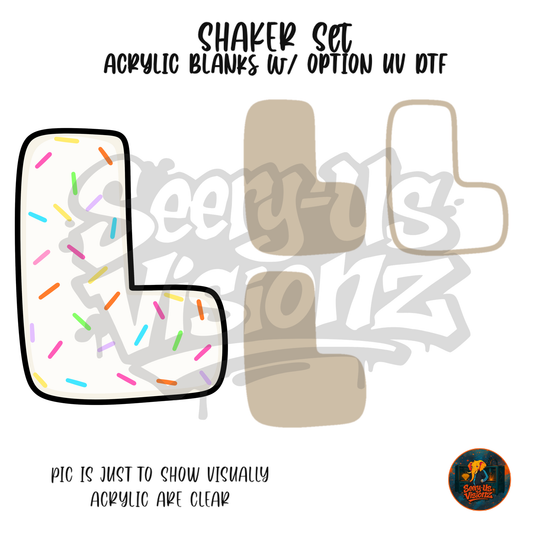 Letter L Sprinkles shaker set acrylic blanks