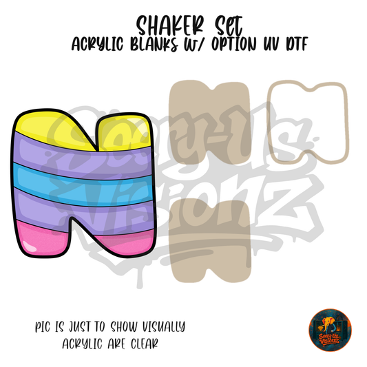 Letter N Pastel Stripes shaker set acrylic blanks