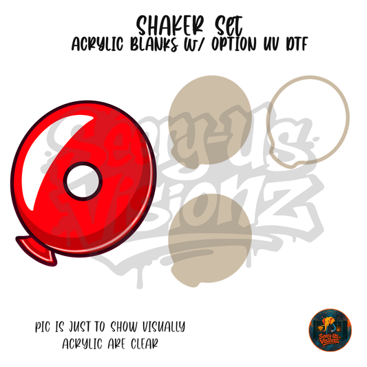 Letter O Red Balloon shaker set acrylic blanks