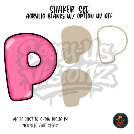 Letter P Pink Bubble shaker set acrylic blanks