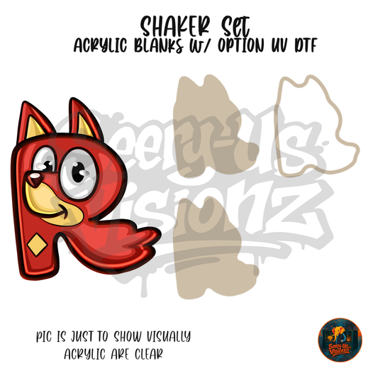 Letter R Red Fox shaker set acrylic blanks