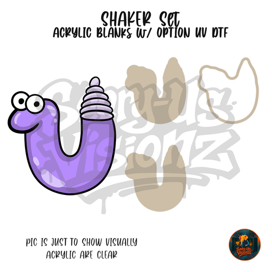 Letter U Purple Rattler shaker set acrylic blanks