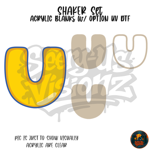 Letter U Yellow Classic shaker set acrylic blanks