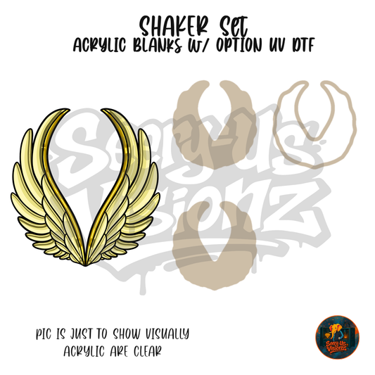 Letter V Golden Wings shaker set acrylic blanks