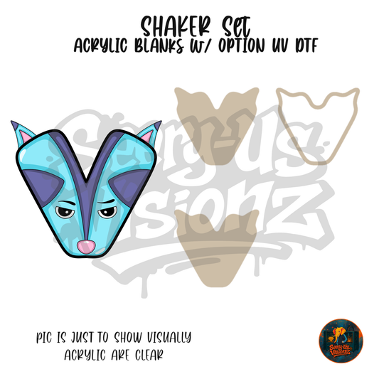 Letter V Blue Fox Face shaker set acrylic blanks