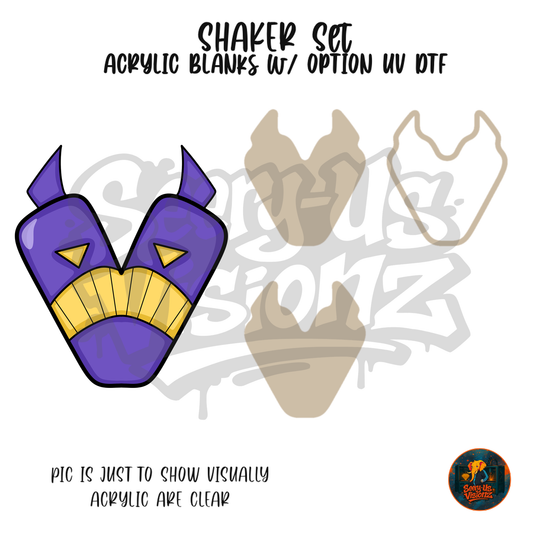 Letter V Purple Horned Villain shaker set acrylic blanks