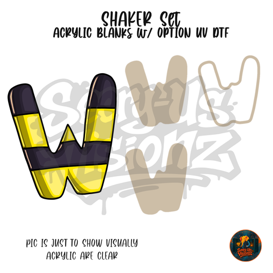 Letter W Bumble Bee shaker set acrylic blanks