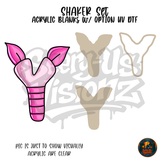 Letter Y Pink Pig shaker set acrylic blanks