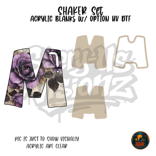 Letter M Purple Rose shaker set acrylic blanks
