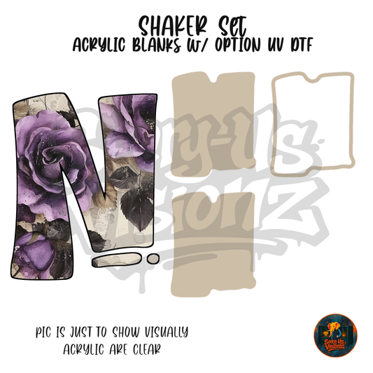 Letter N Purple Rose shaker set acrylic blanks