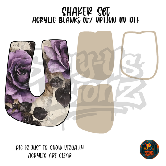 Letter U Purple Rose shaker set acrylic blanks
