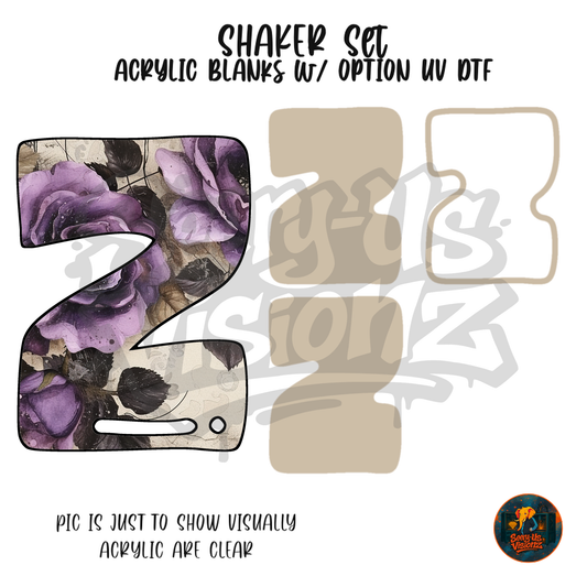 Letter Z Purple Rose shaker set acrylic blanks