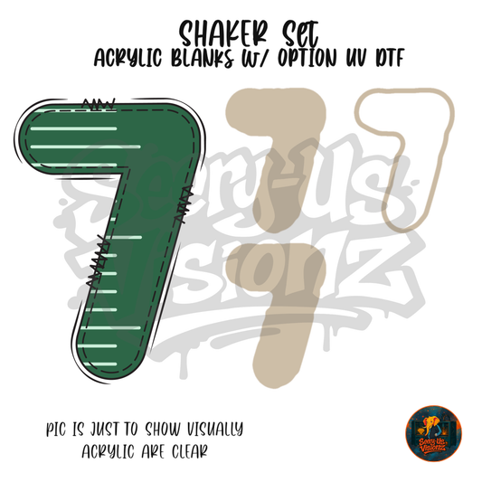 Number 7 Green Stitched Stripe shaker set acrylic blanks