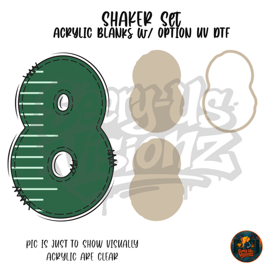 Number 8 Green Stitched Stripe shaker set acrylic blanks