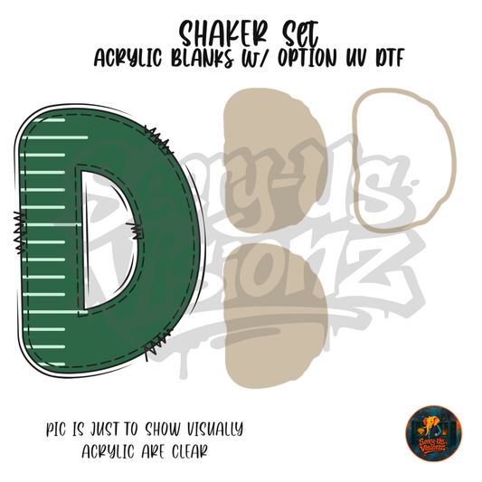 Letter D Green Stitched Stripe shaker set acrylic blanks