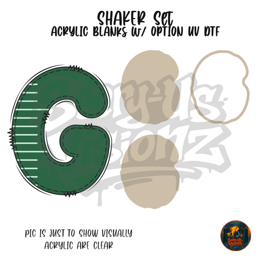 Letter G Green Stitched Stripe shaker set acrylic blanks