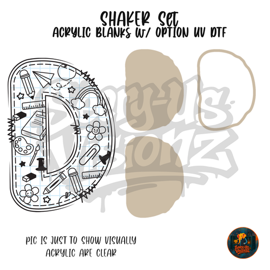 Letter D School Doodle shaker set acrylic blanks