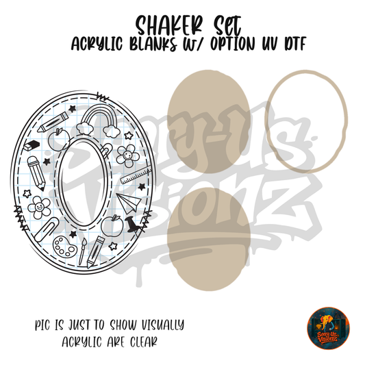 Letter O School Doodle shaker set acrylic blanks