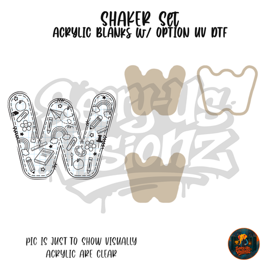 Letter W School Doodle shaker set acrylic blanks