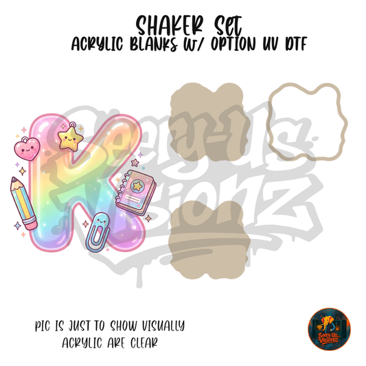 Letter K Pastel Rainbow School shaker set acrylic blanks