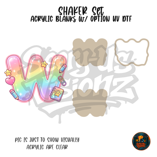 Letter W Pastel Rainbow School shaker set acrylic blanks