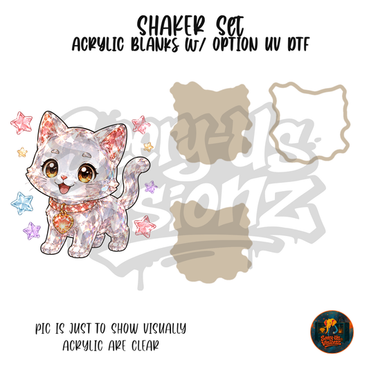 Glitter Kitten Stars shaker set acrylic blanks