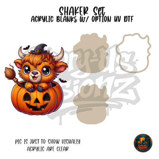 Highland Cow Witch Pumpkin shaker set acrylic blanks