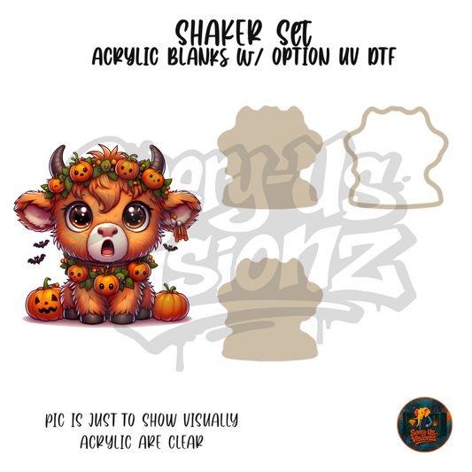 Highland Cow Pumpkin Crown shaker set acrylic blanks