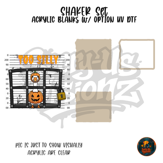 Too Silly Mugshot Pumpkin shaker set acrylic blanks