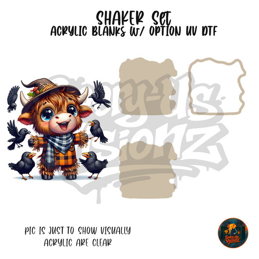 Highland Cow Scarecrow shaker set acrylic blanks