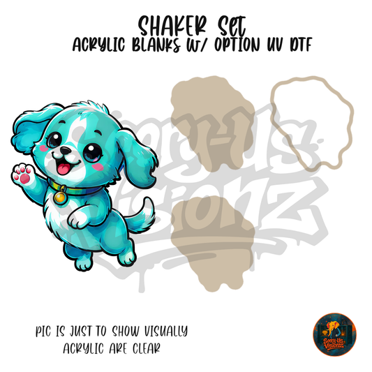 Happy Teal Puppy shaker set acrylic blanks