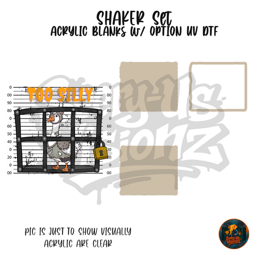 Too Silly Mugshot Goose shaker set acrylic blanks