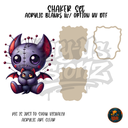 Bat Wing Button Doll shaker set acrylic blanks