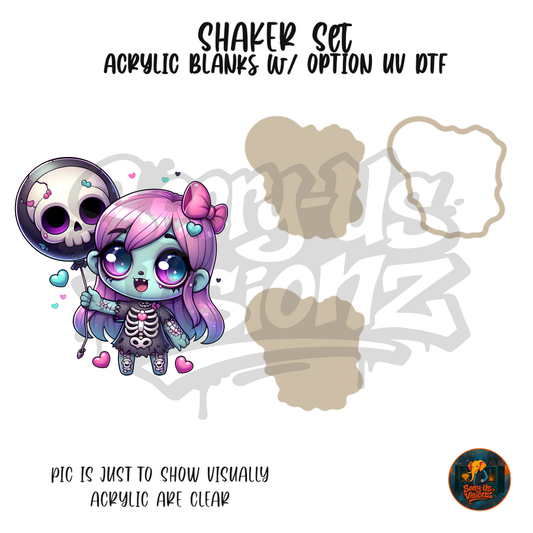 Skeleton Zombie Girl shaker set acrylic blanks