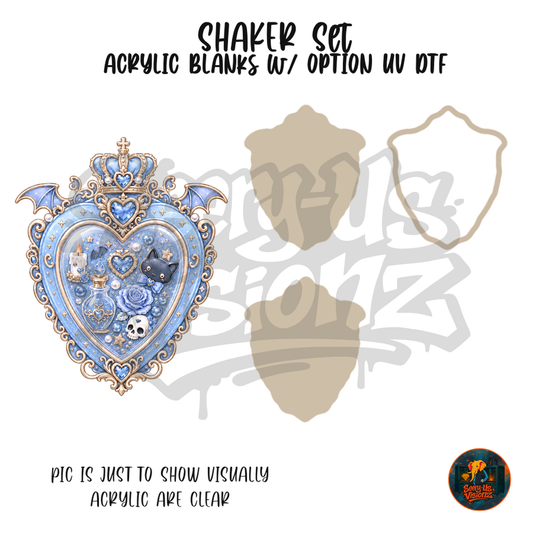 Blue Winged Heart Frame shaker set acrylic blanks