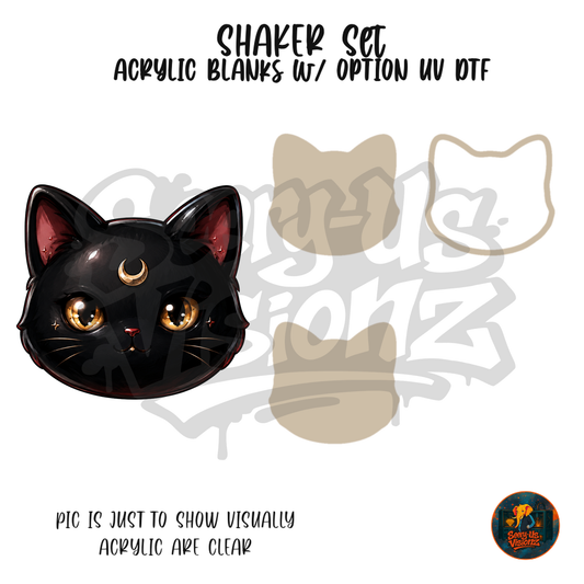 Black Moon Cat Face shaker set acrylic blanks
