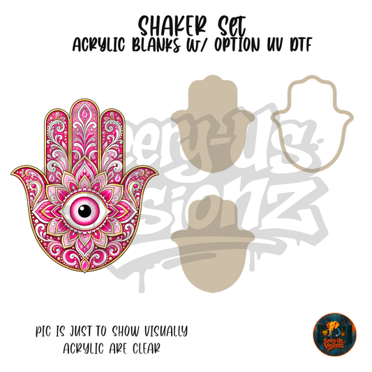 Pink Evil Eye Hamsa shaker set acrylic blanks