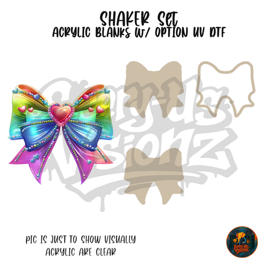 Rainbow Heart Bow shaker set acrylic blanks